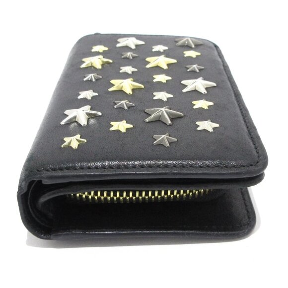 JIMMY CHOO MEERA - Black Leather Bifold Wallet 214-080725 - Picture 3 of 12